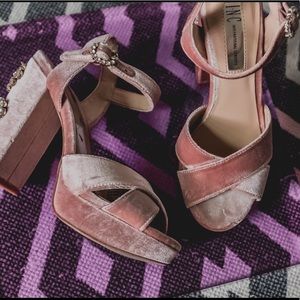 I.N.C. Pink Velvet Platform Heels